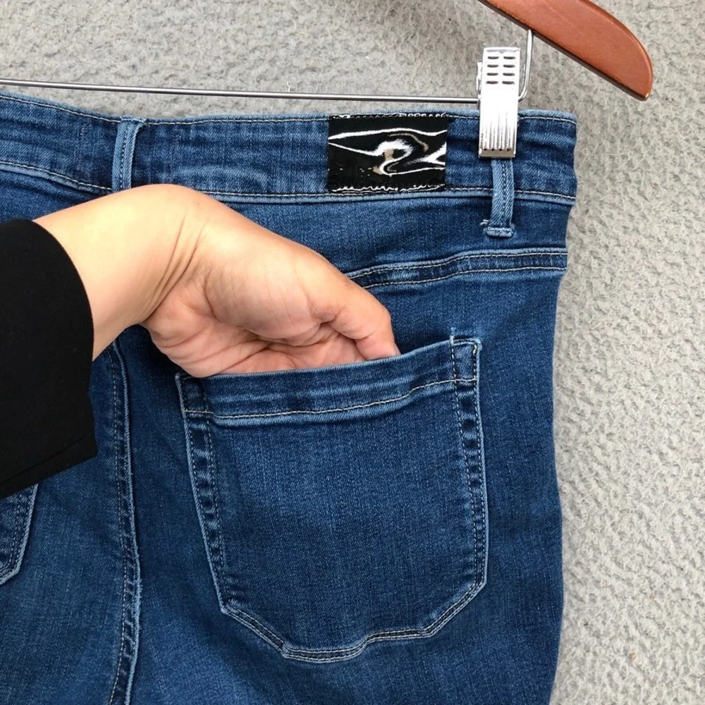 PAIGE‎ Straight Leg Jeans Womens 30 10 Blue Raw Hem High Rise 5737D84-8035